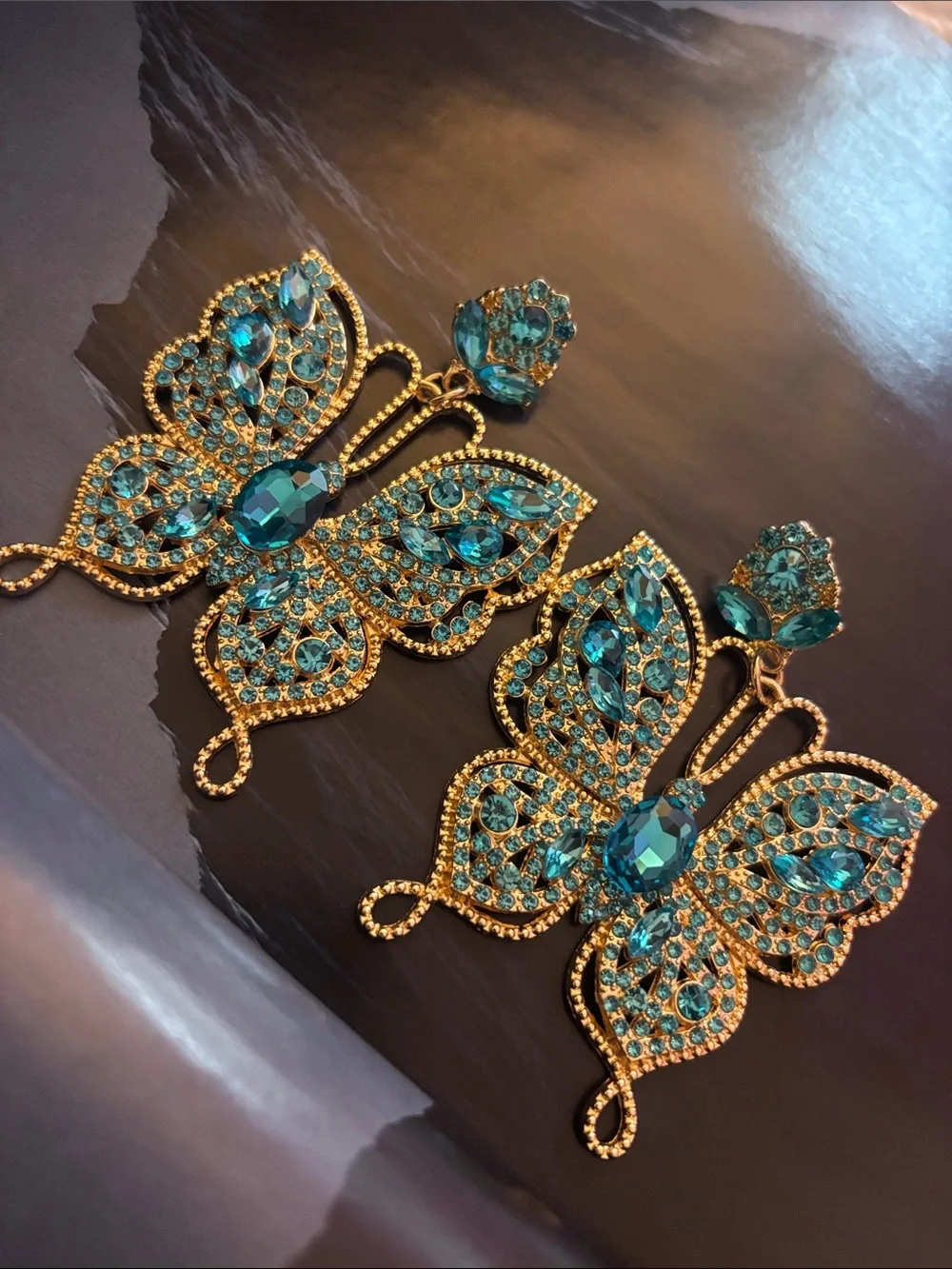 Rhinestones Butterfly Statement Earrings